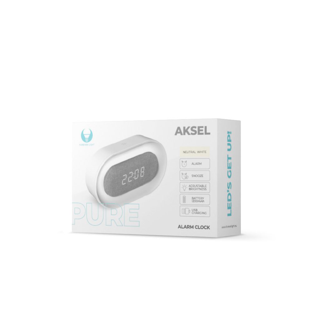 419645_oryg Alarm Clock with LED Night Light PURE FNL-07 AKSEL white long Forever Light