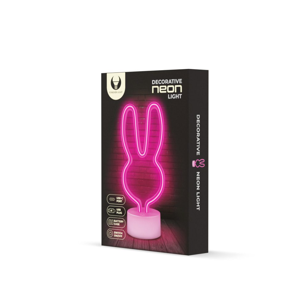 419655_oryg Neon LED on stand RABBIT pink USB-C FSC-10 Forever Light