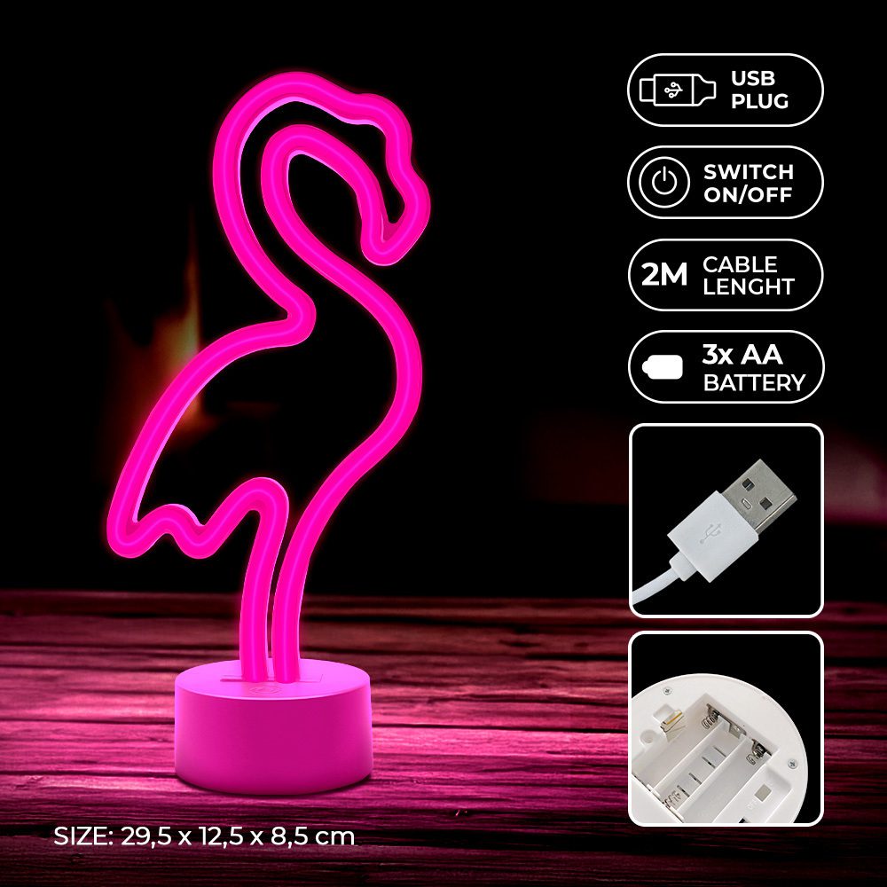 419664_oryg Neon LED on stand FLAMINGO pink USB-C FSC-11 Forever Light