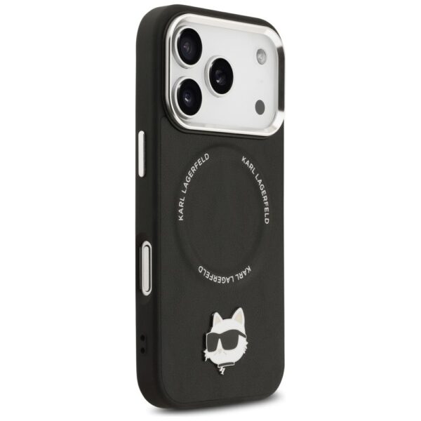 KARL LAGERFELD case for IPHONE 17 Pro Max compatible with MagSafe KLHMP17XPSMLRCHK (PU Choupette Pin) black