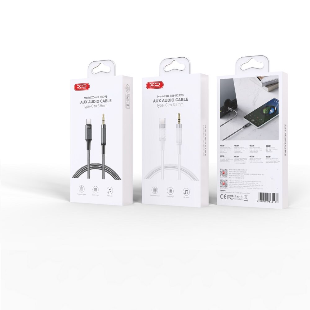 420035_oryg XO cable audio NB-R279B USB-C - jack 3,5mm 1,0m black