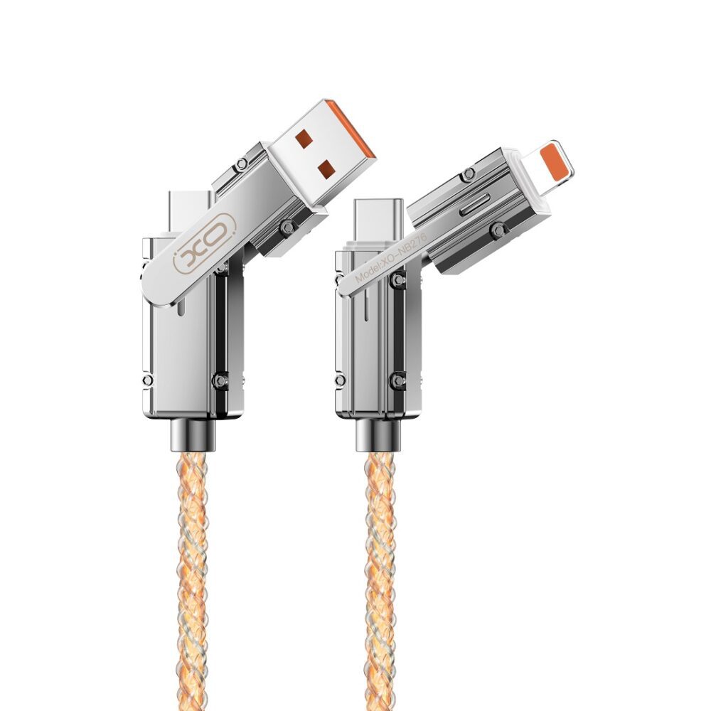 420040_oryg XO cabel NB276 4w1 USB-C - Lightning + USB - USB-C 60W 1,0m szary