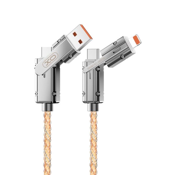 420040_oryg XO cabel NB276 4w1 USB-C - Lightning + USB - USB-C 60W 1,0m szary