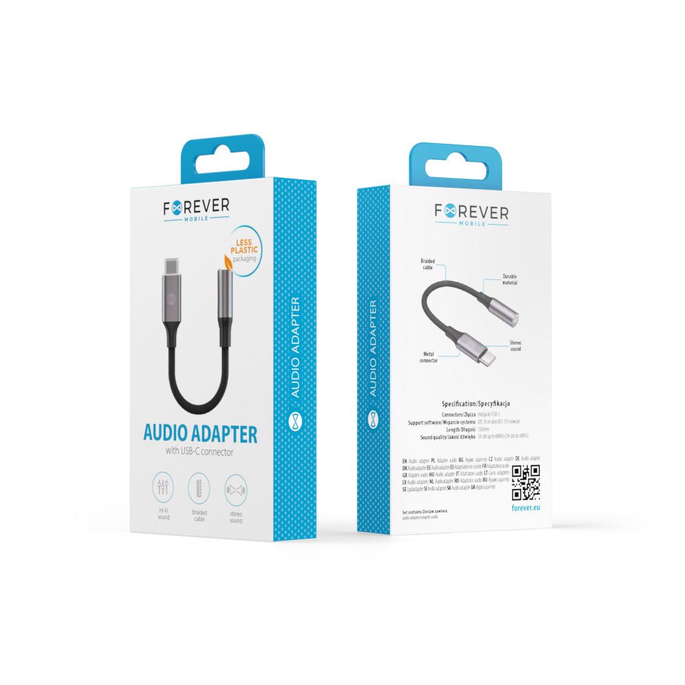 Forever adapter audio AJC-01 jack 3,5 mm - USB-C black