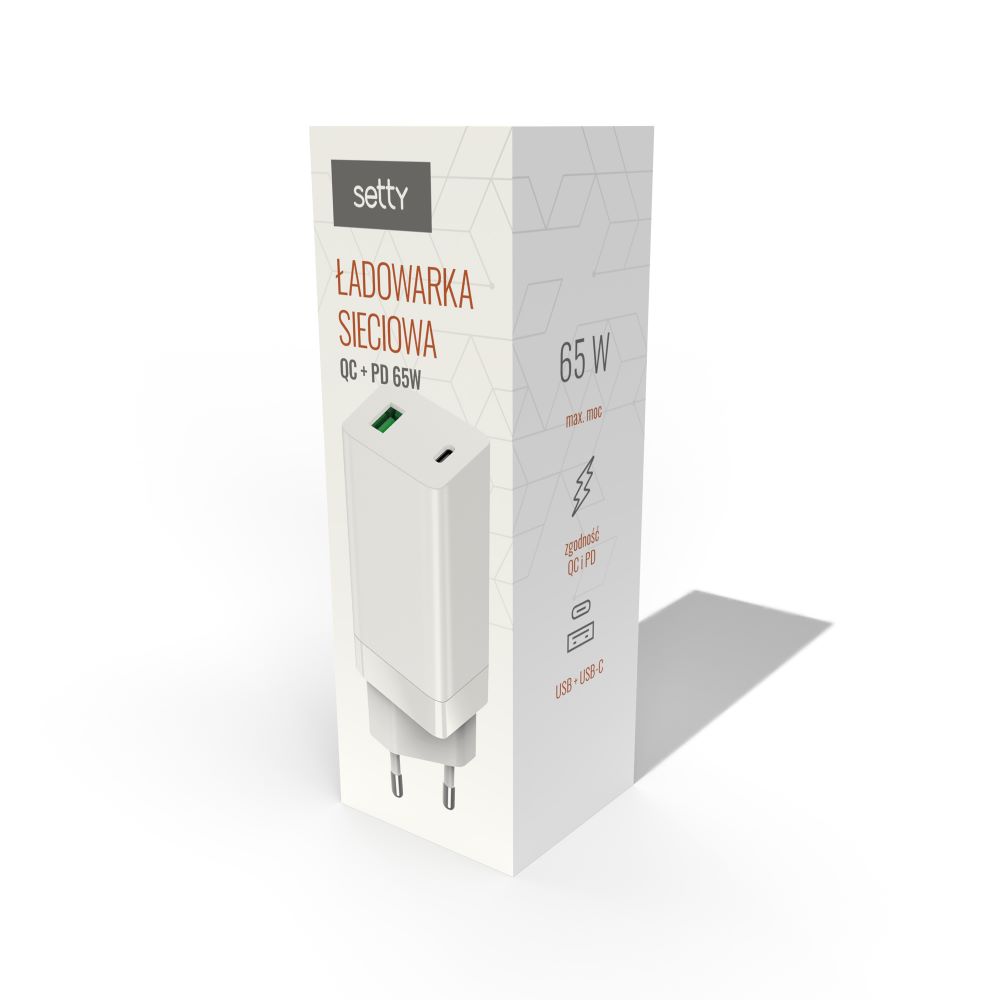 420117_oryg Setty GAN wall charger PD+QC USB + USB-C 65W LSI-02 white JO