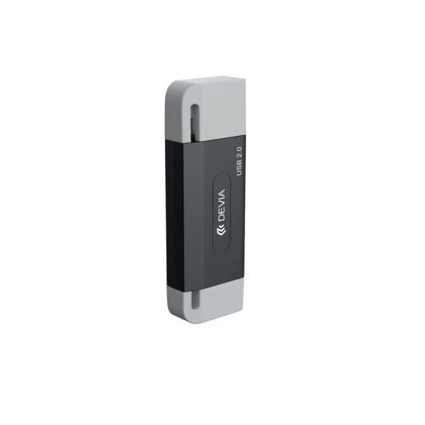 420124_oryg Devia card reader 2in1 EL239 USB/USB-C 2.0 black