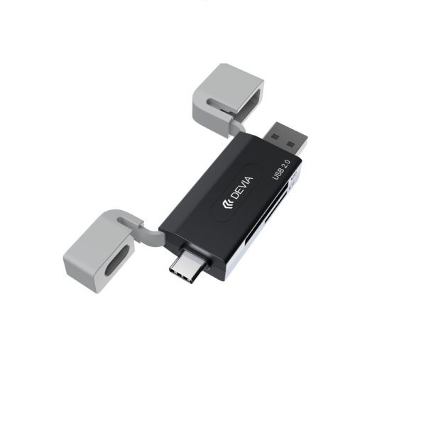 420125_oryg Devia card reader 2in1 EL239 USB/USB-C 2.0 black