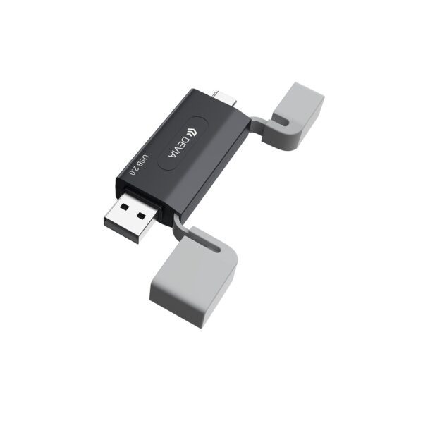 420126_oryg Devia card reader 2in1 EL239 USB/USB-C 2.0 black