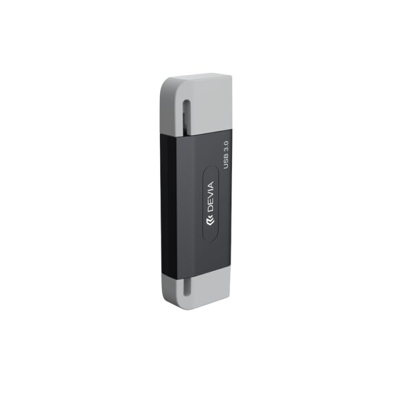 420140_oryg Devia card reader 2in1 EL240 USB/USB-C 3.0 black