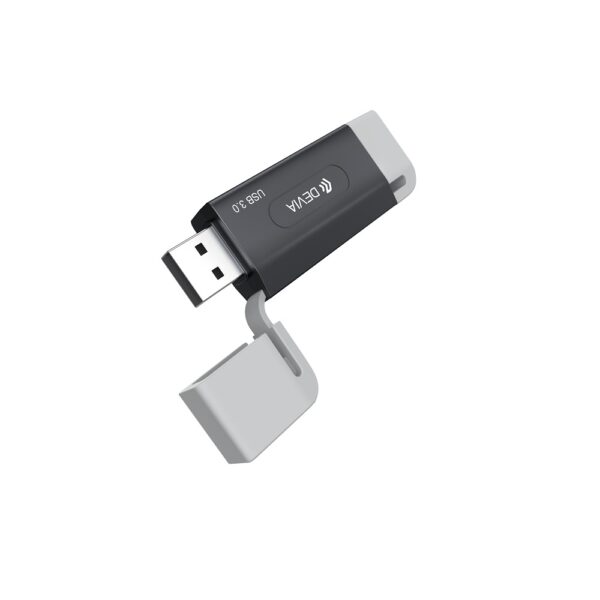 420141_oryg Devia card reader 2in1 EL240 USB/USB-C 3.0 black