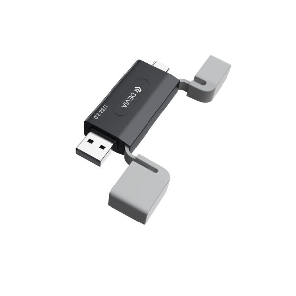 420143_oryg Devia card reader 2in1 EL240 USB/USB-C 3.0 black