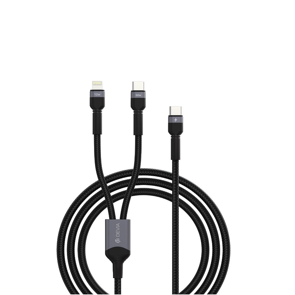 420180_oryg Devia 2in1 cable Extreme EC648 USB-C + USB-C - Lightning 1,2 m 3A black