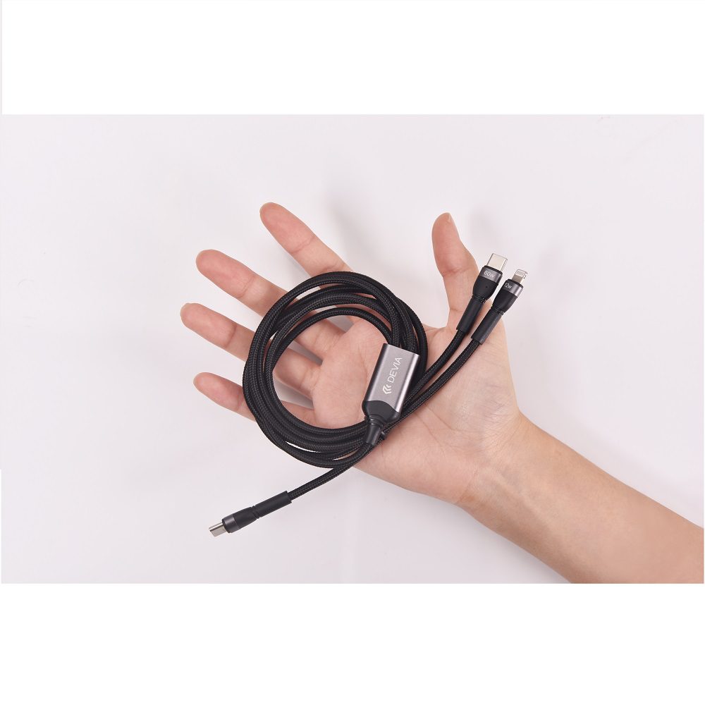420182_oryg Devia 2in1 cable Extreme EC648 USB-C + USB-C - Lightning 1,2 m 3A black