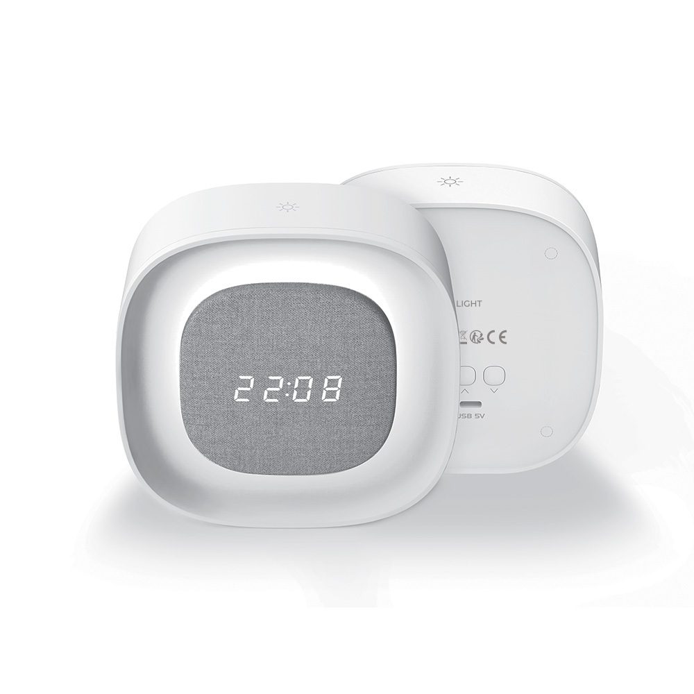 420213_oryg Alarm clock with Night Light LED PURE FNL-03 BJORN white square Forever Light