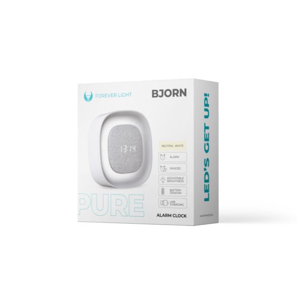 420215_oryg Alarm clock with Night Light LED PURE FNL-03 BJORN white square Forever Light