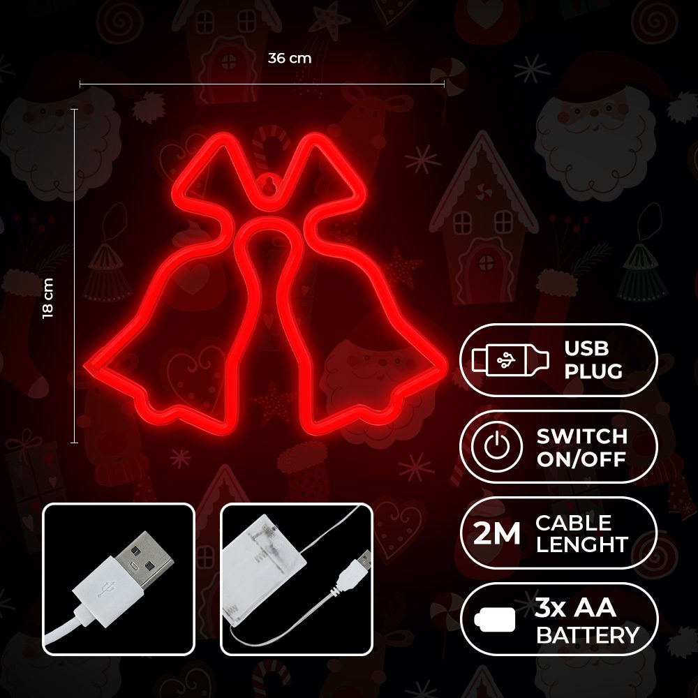 421343_oryg Neon LED CHRISTMAS BELLS red FLNE17 Forever Light