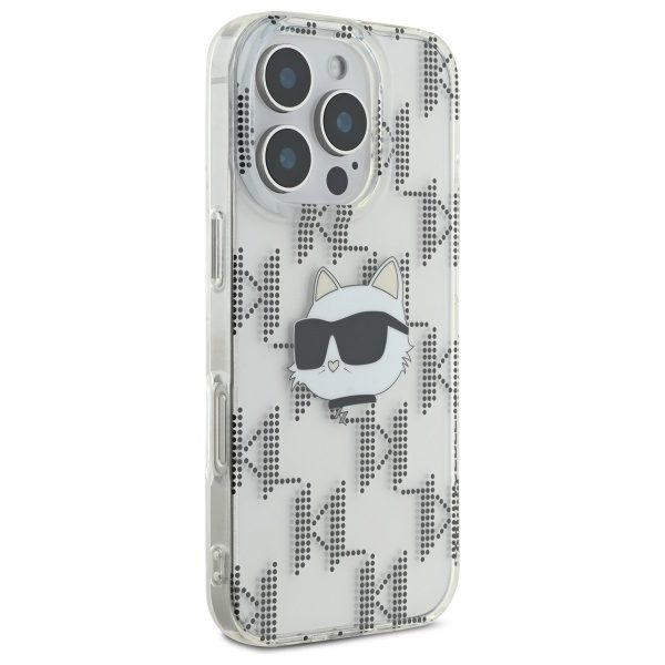 Karl Lagerfeld case for iPhone 16 Pro 6,3" KLHCP16LHKLPCHT transparent Hard IML Choupette Head Electroplated