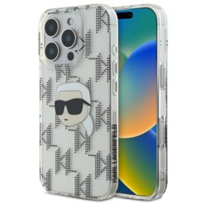 Karl Lagerfeld case for iPhone 16 Pro 6,3" KLHCP16LHKLPKHT transparent Hard IML Karl Head Electroplated