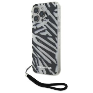 Karl Lagerfeld case for iPhone 16 Pro 6,3" KLHCP16LHZBPKCCK black Hard IML Zebra Pattern & Cord