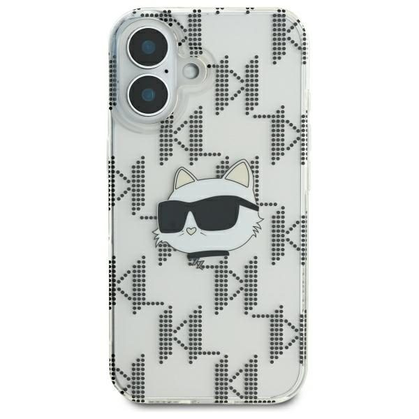421656_oryg Karl Lagerfeld case for iPhone 16 6,1" KLHCP16SHKLPCHT transparent Hard IML Choupette Head Electroplated