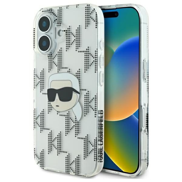 421663_oryg Karl Lagerfeld case for iPhone 16 6,1" KLHCP16SHKLPKHT transparent Hard IML Karl Head Electroplated
