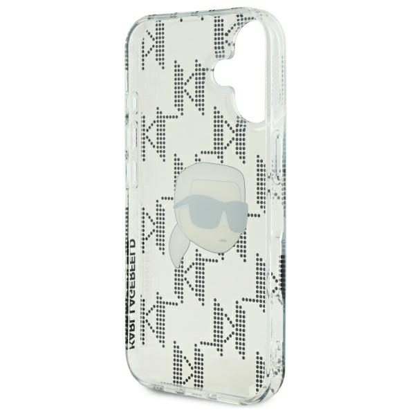 421669_oryg Karl Lagerfeld case for iPhone 16 6,1" KLHCP16SHKLPKHT transparent Hard IML Karl Head Electroplated