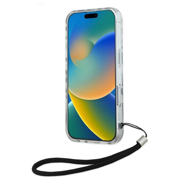 Karl Lagerfeld case for iPhone 16 6,1" KLHCP16SHZBPKCCK black Hard IML Zebra Pattern & Cord