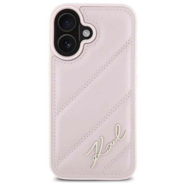 Karl Lagerfeld case for iPhone 16 6,1" KLHCP16SPQDSMGP pink Hard Quilted Signature