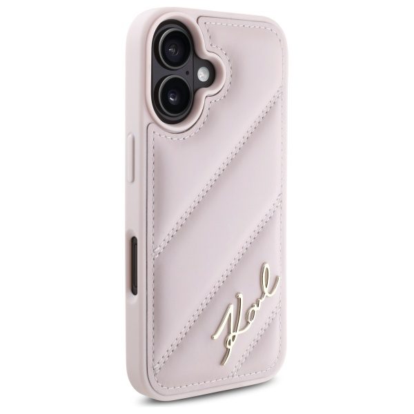 Karl Lagerfeld case for iPhone 16 6,1" KLHCP16SPQDSMGP pink Hard Quilted Signature