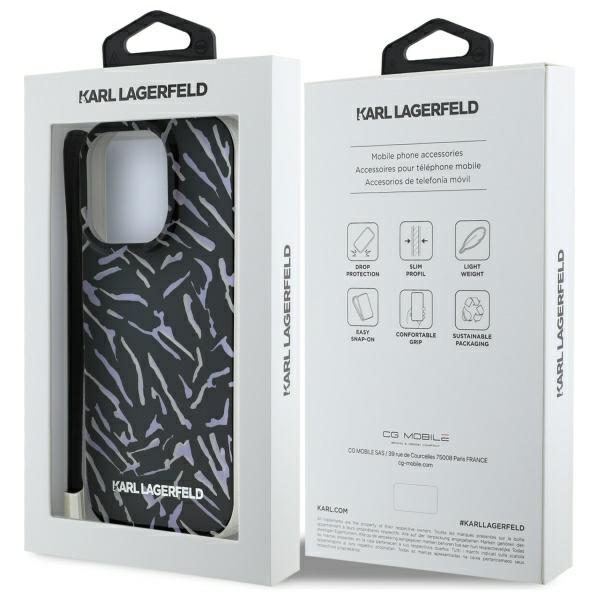 421738_oryg Karl Lagerfeld case for iPhone 16 Pro Max 6,9" KLHCP16XHZBPKCCU Purple Hard Zebra With Cord