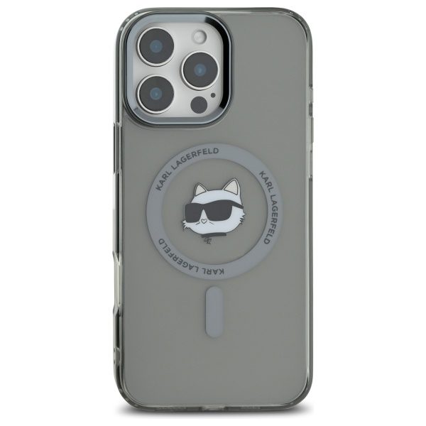 Karl Lagerfeld case for iPhone 16 Pro 6,3" KLHMP16LHLSCHK black Hard IML Metal Choupette Head MagSafe