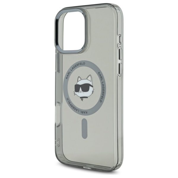 Karl Lagerfeld case for iPhone 16 Pro 6,3" KLHMP16LHLSCHK black Hard IML Metal Choupette Head MagSafe