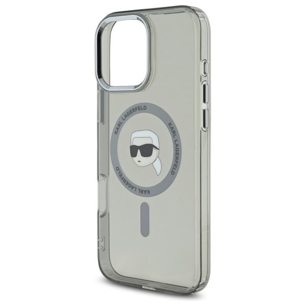 Karl Lagerfeld case for iPhone 16 Pro 6,3" KLHMP16LHLSKIK black Hard IML Metal Karl Head MagSafe