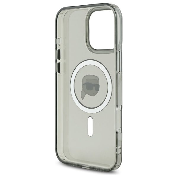 Karl Lagerfeld case for iPhone 16 Pro 6,3" KLHMP16LHLSKIK black Hard IML Metal Karl Head MagSafe