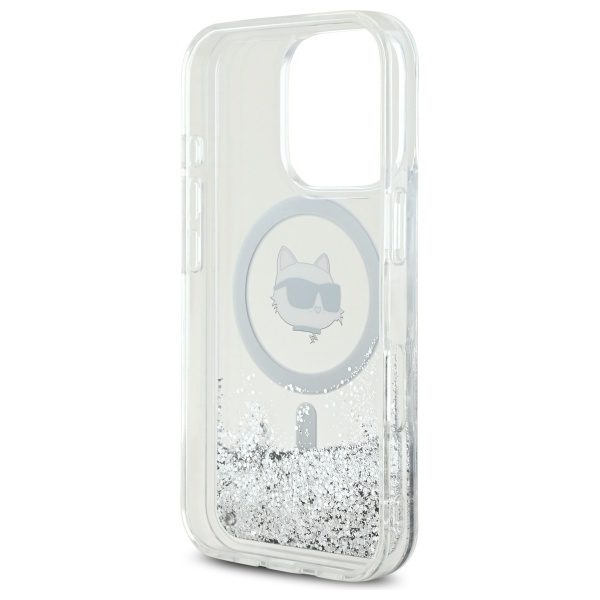Karl Lagerfeld case for iPhone 16 Pro 6,3" KLHMP16LLGCHSGH transparent Hard Liquid Glitter Choupette Head MagSafe