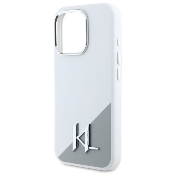 421793_oryg Karl Lagerfeld case for iPhone 16 Pro 6,3" KLHMP16LSCMKMPCH white Hard Silicone Shadow Metal Initial MagSafe