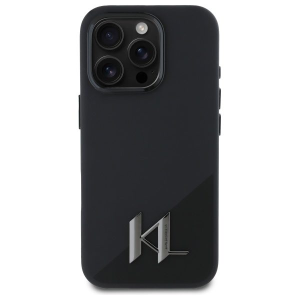 Karl Lagerfeld case for iPhone 16 Pro 6,3" KLHMP16LSCMKMPCK black Hard Silicone Shadow Metal Initial MagSafe