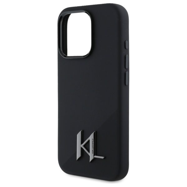 Karl Lagerfeld case for iPhone 16 Pro 6,3" KLHMP16LSCMKMPCK black Hard Silicone Shadow Metal Initial MagSafe