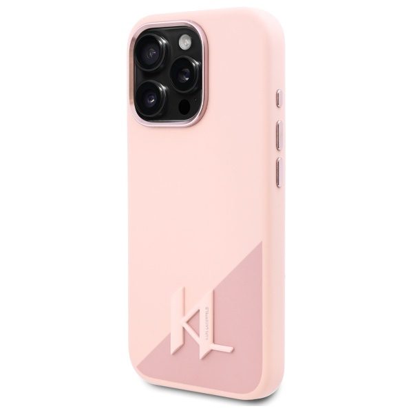 Karl Lagerfeld case for iPhone 16 Pro 6,3" KLHMP16LSCMKMPCP pink Hard Silicone Shadow Metal Initial MagSafe