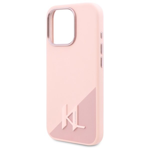 Karl Lagerfeld case for iPhone 16 Pro 6,3" KLHMP16LSCMKMPCP pink Hard Silicone Shadow Metal Initial MagSafe
