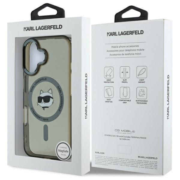 Karl Lagerfeld case for iPhone 16 Plus 6,7" KLHMP16MHLSCHK black Hard IML Metal Choupette Head MagSafe