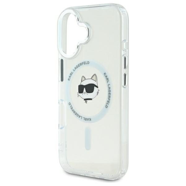 Karl Lagerfeld case for iPhone 16 6,1" KLHMP16SHLSCHH white Hard IML Metal Choupette Head MagSafe