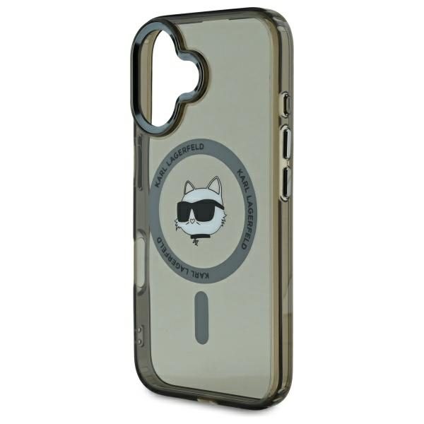 Karl Lagerfeld case for iPhone 16 6,1" KLHMP16SHLSCHK black Hard IML Metal Choupette Head MagSafe