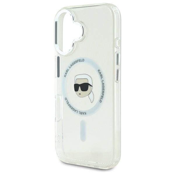 Karl Lagerfeld case for iPhone 16 6,1" KLHMP16SHLSKIH white Hard IML Metal Karl Head MagSafe