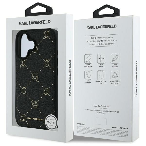 Karl Lagerfeld case for iPhone 16 6,1" KLHMP16SPGKHPHK black Hard Karl Head MagSafe