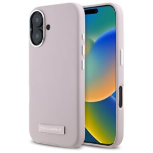 Karl Lagerfeld case for iPhone 16 6,1" KLHMP16SPGMSRPP pink Hard FW Metal Plate MagSafe