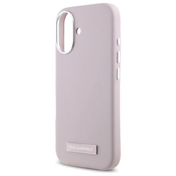 Karl Lagerfeld case for iPhone 16 6,1" KLHMP16SPGMSRPP pink Hard FW Metal Plate MagSafe