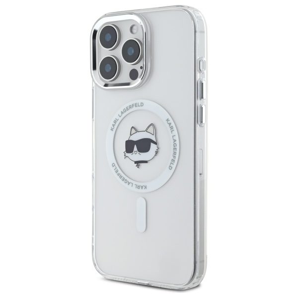 Karl Lagerfeld case for iPhone 16 Pro Max 6,9" KLHMP16XHLSCHH white Hard IML Metal Choupette Head MagSafe