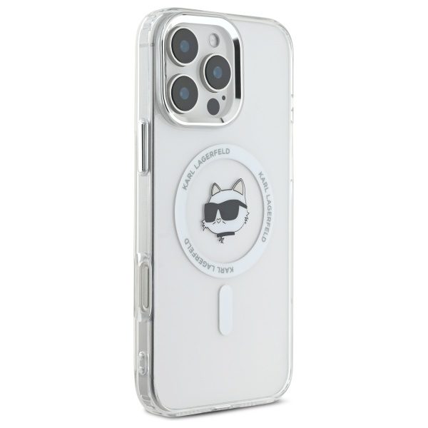 Karl Lagerfeld case for iPhone 16 Pro Max 6,9" KLHMP16XHLSCHH white Hard IML Metal Choupette Head MagSafe