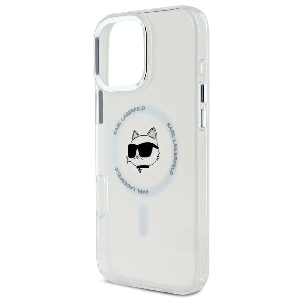 Karl Lagerfeld case for iPhone 16 Pro Max 6,9" KLHMP16XHLSCHH white Hard IML Metal Choupette Head MagSafe